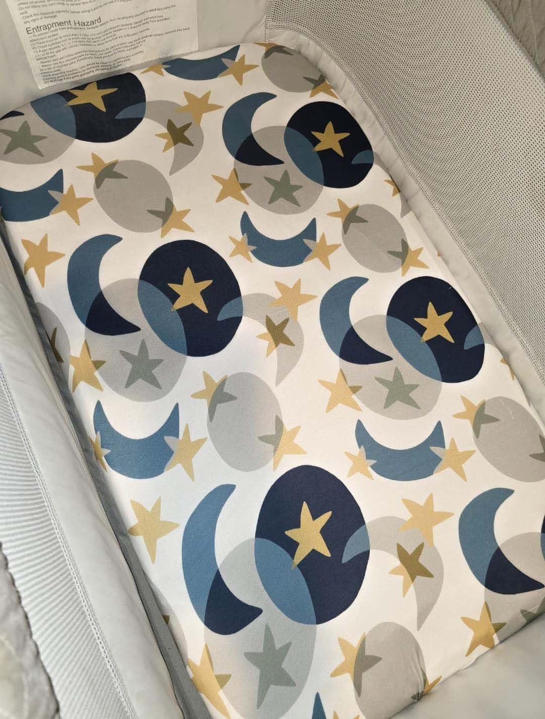 TotAha Space Crib Fitted Sheet, Super Stretchy Jersey Star Crib Sheets, Buttery Soft Boy Crib Mattress Sheets, Ultra Breathable Baby Bed Sheets 28x52x9 Extra Deep Pocket, 2 Pack