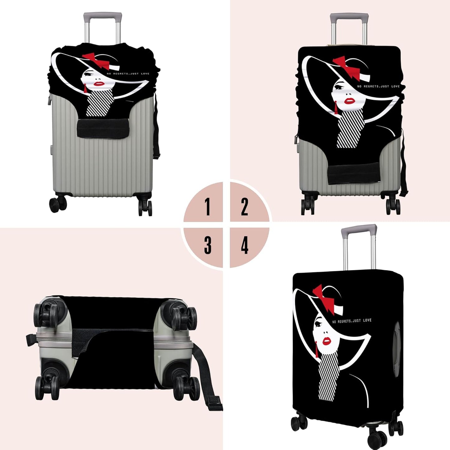 Travel Luggage Cover Suitcase Protector Fits 18-32 Inch Wheel Covers PatternedTravel Related Items Flower Luggage Protector Elastic M