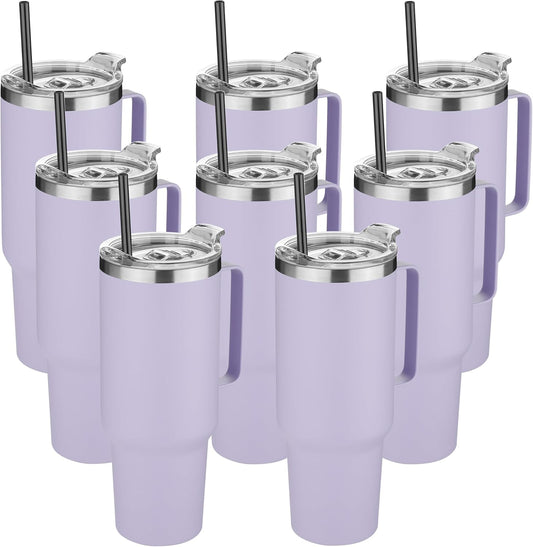 HASLE OUTFITTERS 40 oz Stainless Steel Tumbler with Handle, Vacuum Insulated Tumblers Bulk, Reusable Double Wall Travel Coffee Mug, Durable Powder Coated Water Bottle(Purple, 8)