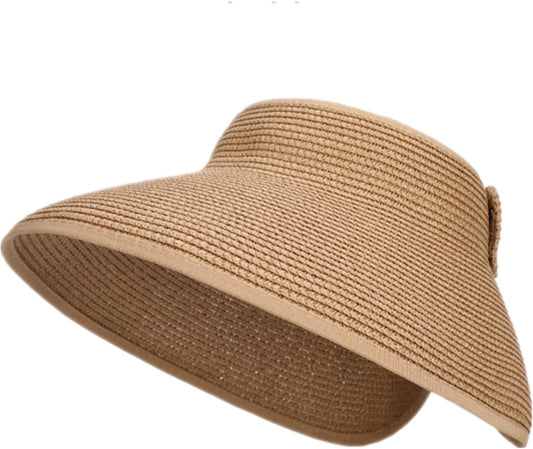 Womens Sun Visor Hat Straw Sun Visors for Women Summer Packable Ponytail Beach Hats for Women Travel