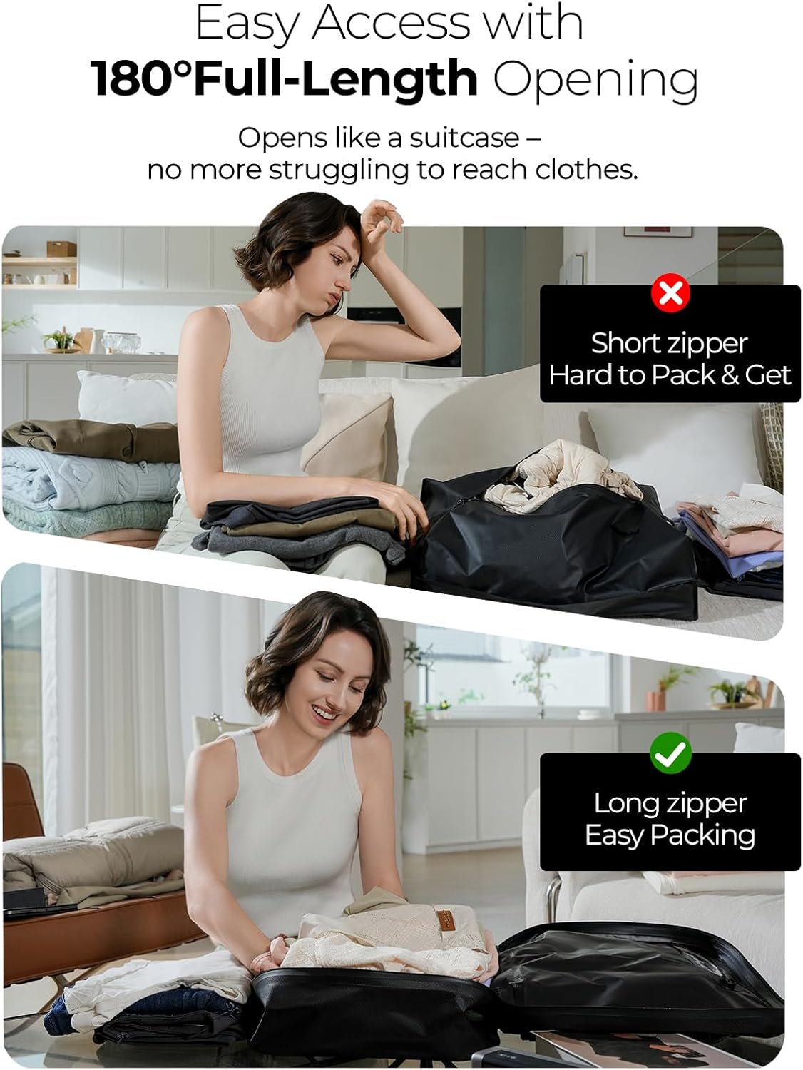 Vacuum Bags for Travel with Wireless Pump, 180° Open Zipper, IP67 Waterproof, Reusable Space Saver Compression Bags for Backpack, Suitcase, Home Storage(3 Pack + Pump)