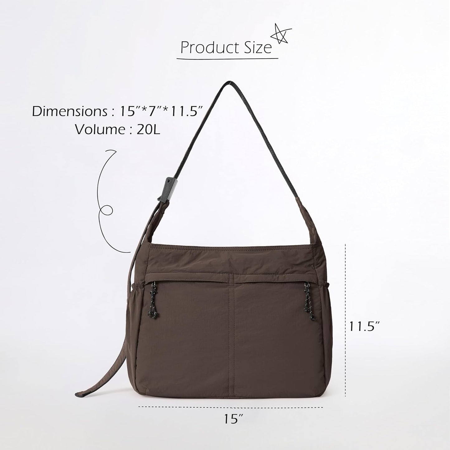 ODODOS 20L Crossbody Tote Bag Large Capacity Lightweight Hobo Shoulder Sling Bags for Gym Shopping Beach Travel