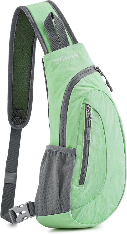 G4Free Sling Bag for Men Women, Small Crossbody Backpack Lightweight Chest Shoulder Bags for Travel, Outdoor and Sports (Light Green)