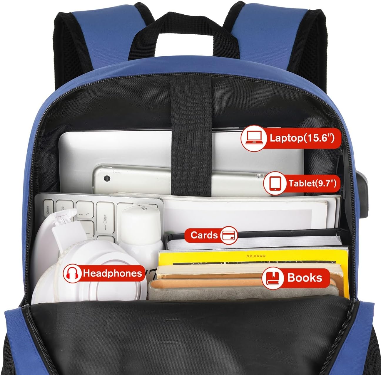 17.3 inch School Backpack,Classic Bookbag Backpack with USB Port for High School College Students Travel