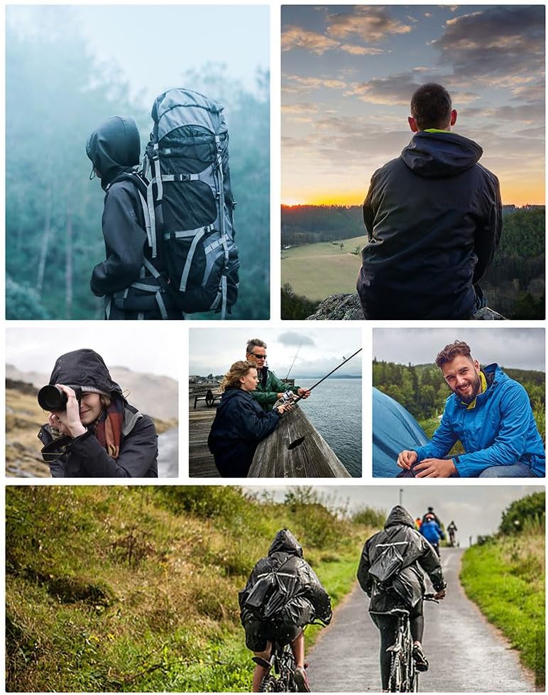 iCreek Rain Suit Waterproof Jacket with Pants 2 Pieces Breathable Lightweight Packable Raincoat with Hooded Rain Gear Unisex