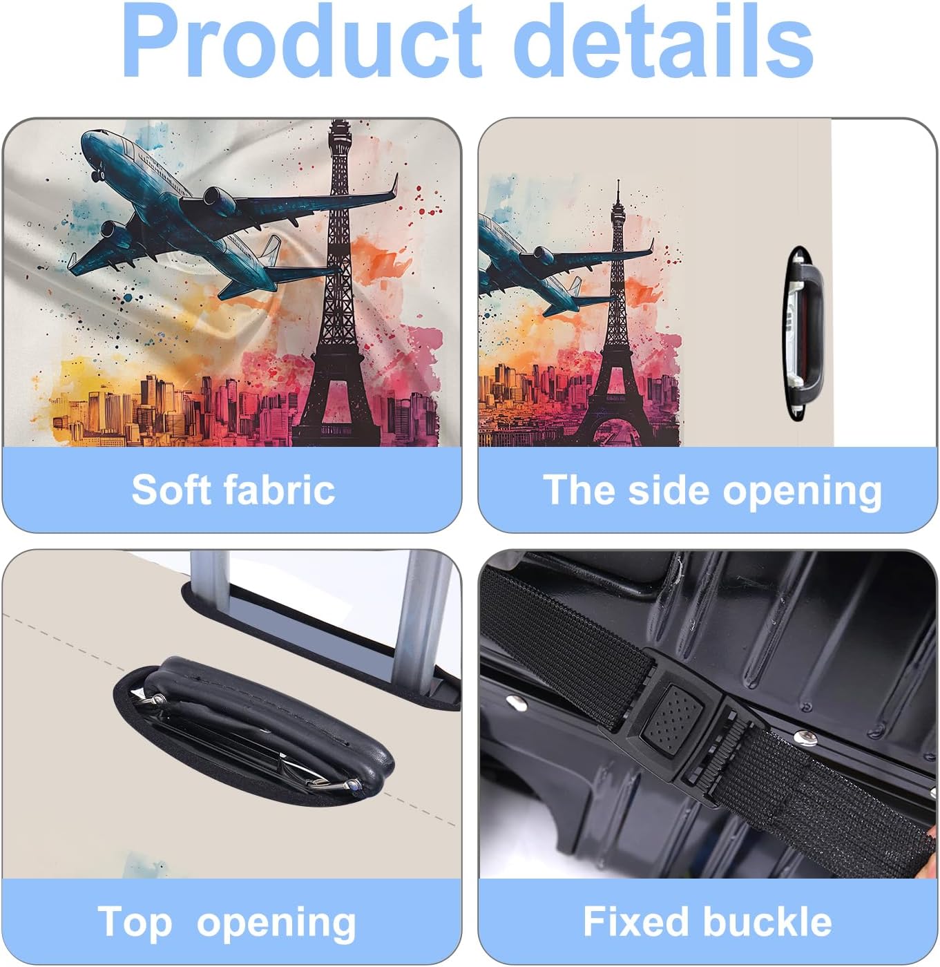 Luggage Cover Washable Suitcase Protector Anti-scratch Suitcase cover Fits 20-34 Inch Luggage (Tower-2, S(20-22inch suitcase))