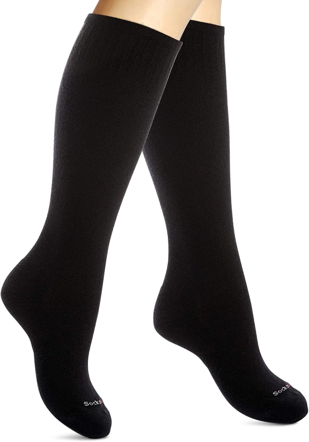 Cotton Compression Socks for Women & Men. 15-20 mmHg Support Knee-High Black X/W