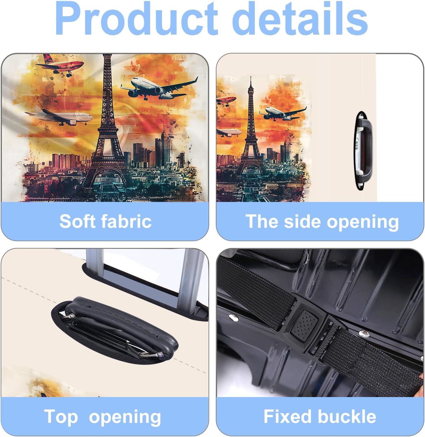 Luggage Cover Washable Suitcase Protector Anti-scratch Suitcase cover Fits 20-34 Inch Luggage (Tower-1, S(20-22inch suitcase))