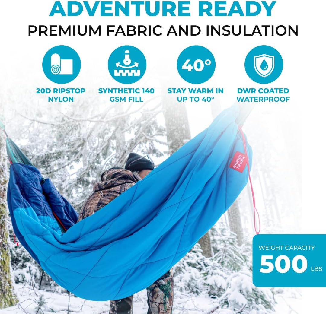 Grand Trunk 360 ThermaQuilt 3-in-1 Hammock Underquilt, Blanket and Sleeping Bag (Blue/Navy Blue)