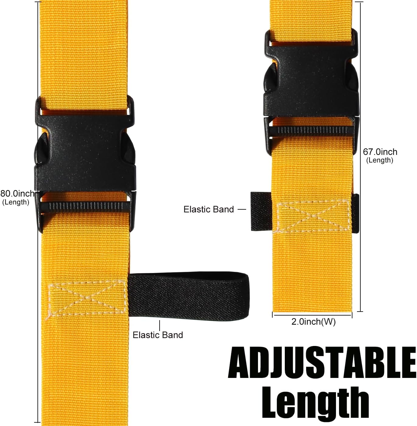Luggage Straps for Suitcases TSA Approved-2 Pack Bright Personalized Luggage Belt Strap for Suitcase/Carry On Bag Luggage Accessories for Travel (Yellow)