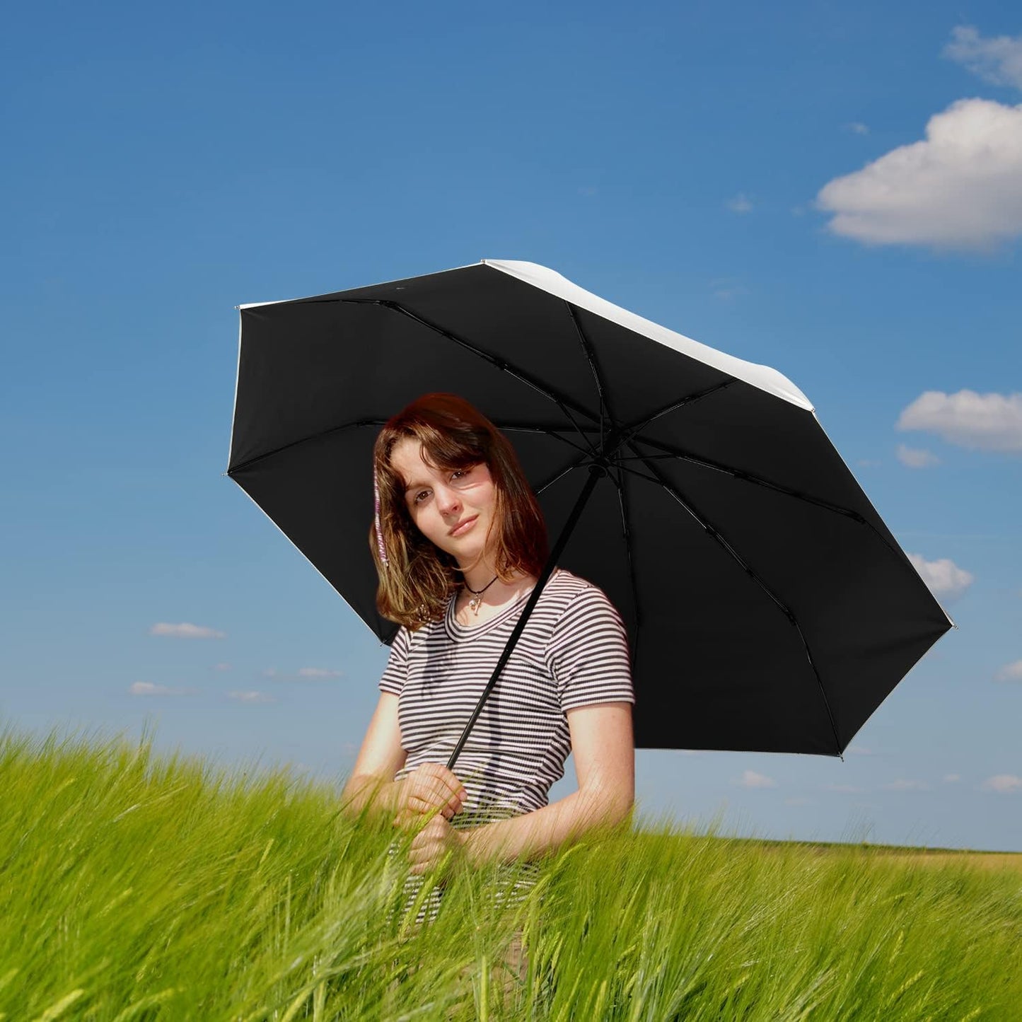 G4Free UPF 50+ UV Protection Large Travel Umbrella 42/46 Inch Auto Open Close Windproof Sun Blocking Umbrella