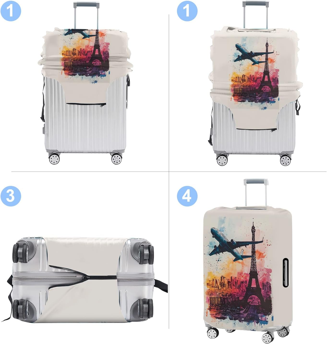Luggage Cover Washable Suitcase Protector Anti-scratch Suitcase cover Fits 20-34 Inch Luggage (Tower-2, M(24-26inch suitcase))