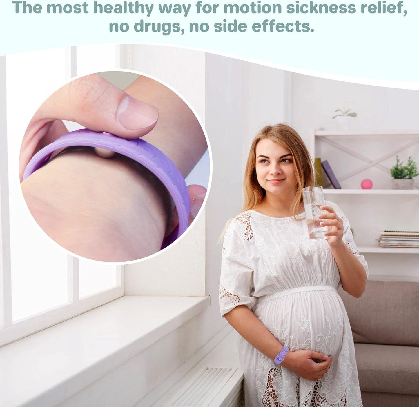 Hion Motion Sickness Bracelets Sea Sickness Wristbands for Motion Sickness/Morning Sickness/Pregnancy Nausea Anti Nausea Wristband Acupressure Nausea Bands Motion Sickness Bands（2Pairs Starlight）