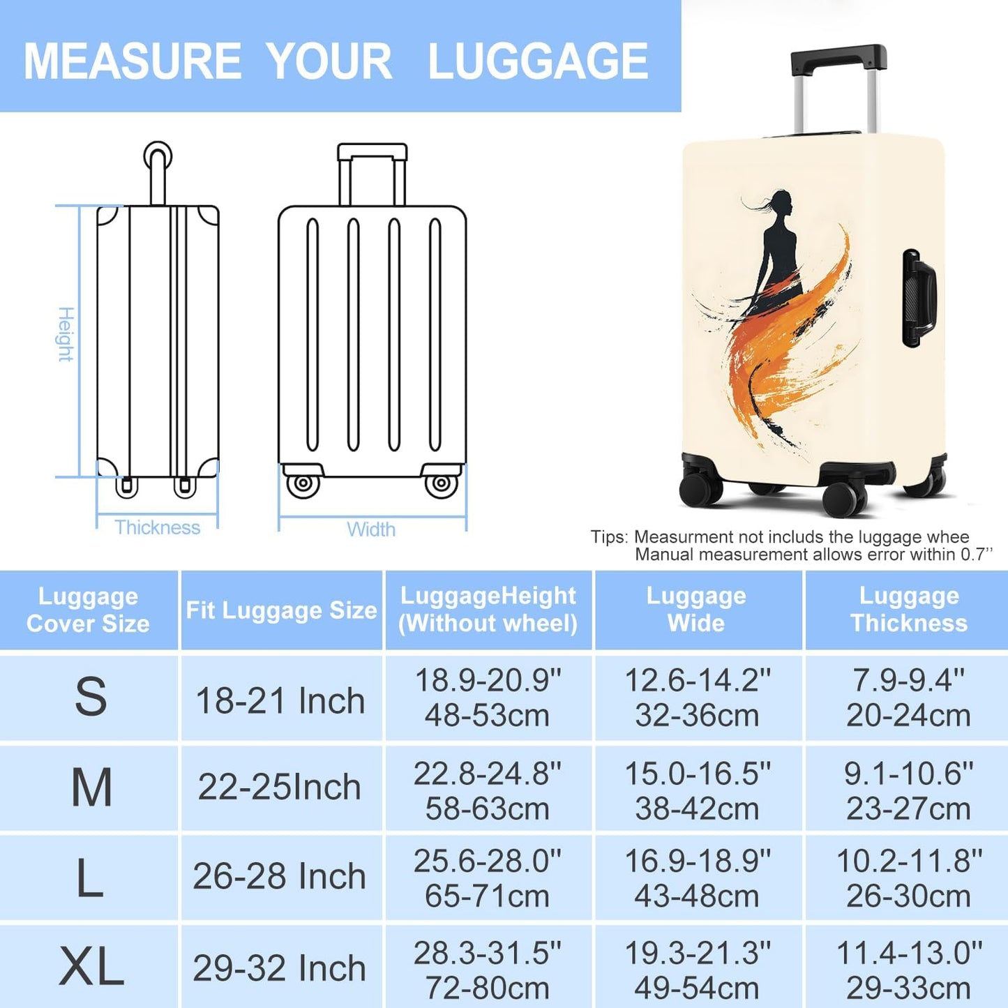 Luggage Cover Washable Suitcase Protector Anti-scratch Suitcase cover Fits 20-34 Inch Luggage (Girl-6, XL(32-34inch suitcase))