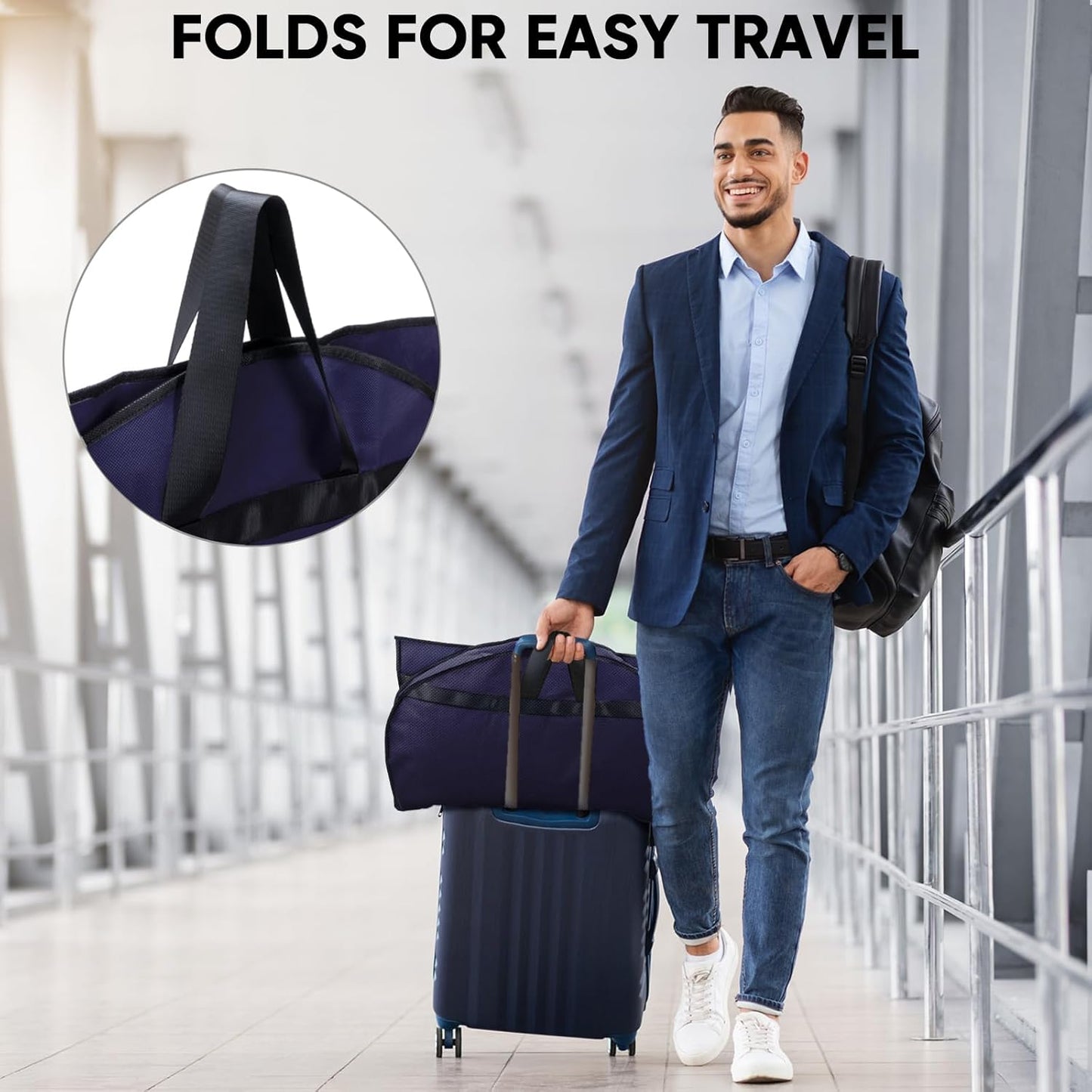 BALEINE 1PK Heavy Duty Garment Bag with Shoe Storage Travel Bag for Dresses, Suit, Coats Travel Essential (60", Blue)