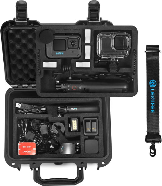 Lekufee Waterproof Hard Case Compatible with Gopro Hero 13/12/11/10/9/8/Media Mod/Gopro Volta/Creator Edition/Action Camera and Accessories(Case Only)