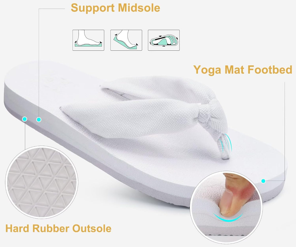 KuaiLu Flip Flops for Women with Arch Support Yoga Mat Comfortable Summer Beach Walking Thong Cushion Sandals Slip On Indoor Outdoor