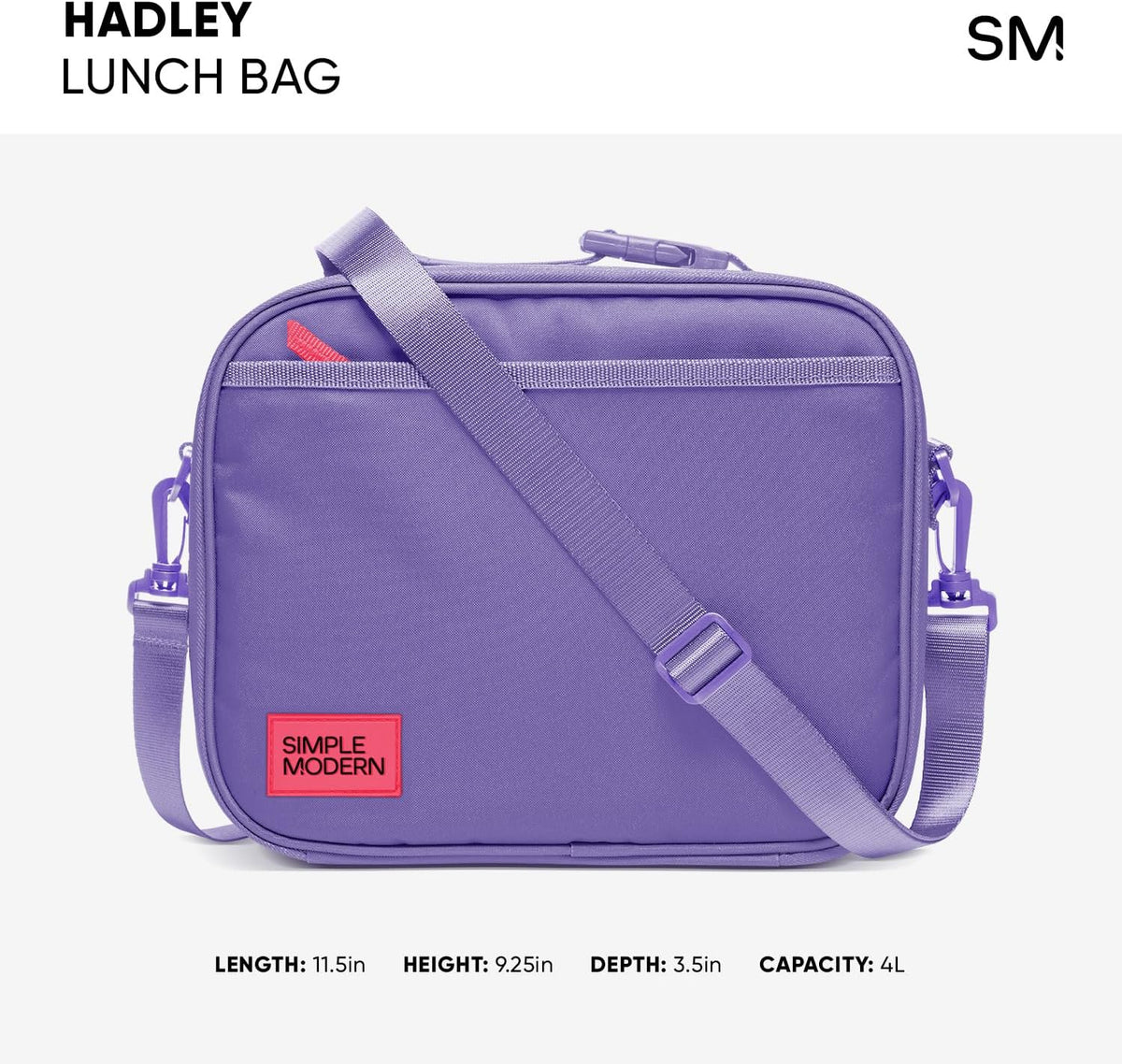 Simple Modern Hadley with Shoulder Strap | Lunch Box for Kids, Teens, and Adults | Insulated Bag for Girls, Boys, Women, Men | Meal Containers with Exterior and Interior Pockets | Raspberry Vibes