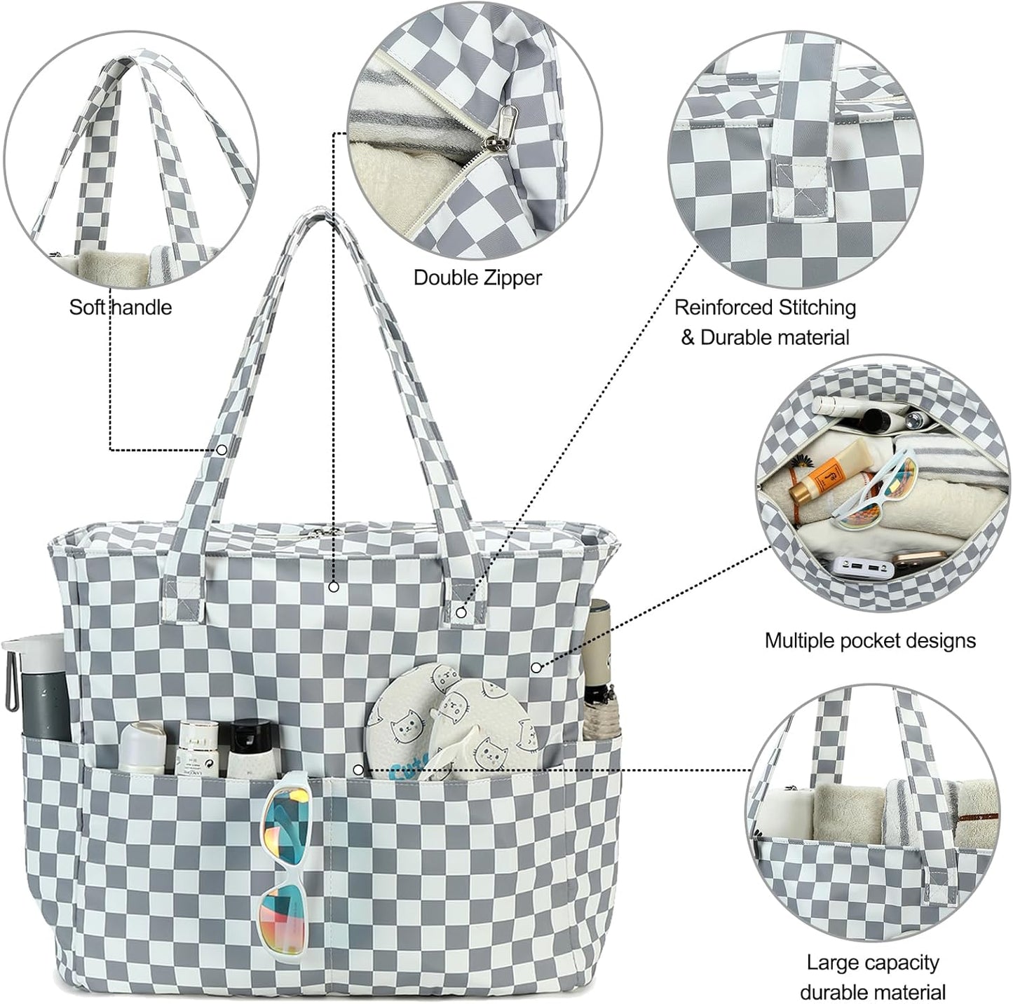 Waterproof Beach Tote Pool Bags for Women Ladies Extra Large Gym Tote Carry On Bag With Wet Compartment for Weekender Travel