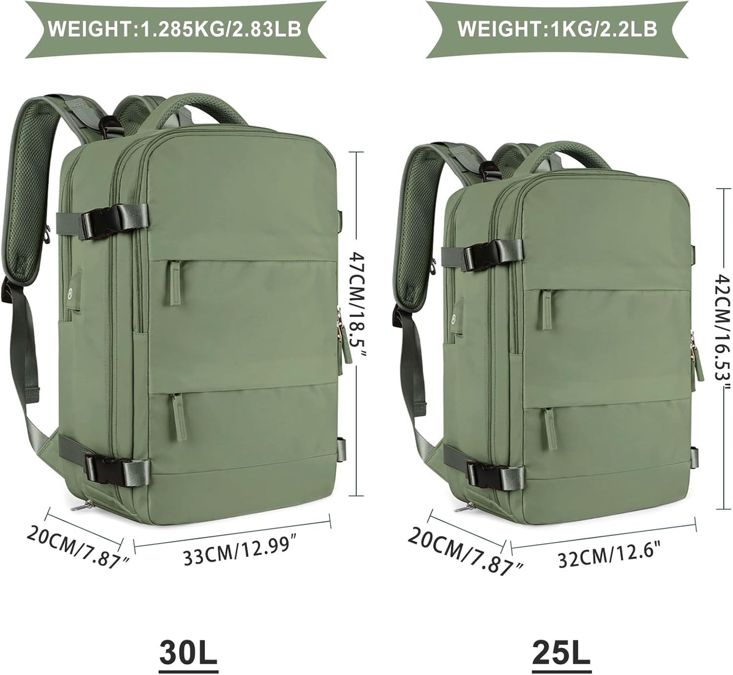 coowoz Travel Backpack For Women Men,Carry On Backpack,Hiking Backpack Waterproof Outdoor Sports Rucksack Casual Daypack travel essentials（Gray Green）