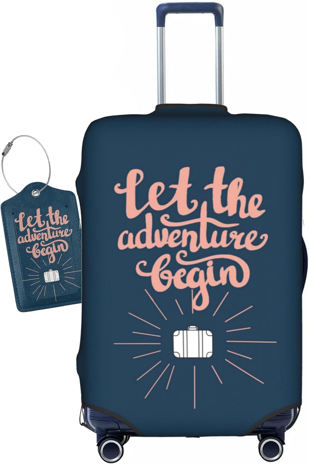 Let The Adventure Begin Luggage Cover Washable Suitcase Protector, Luggage Tag Travel Birthday Gifts For Men Women (S 18-21 Inch Luggage)