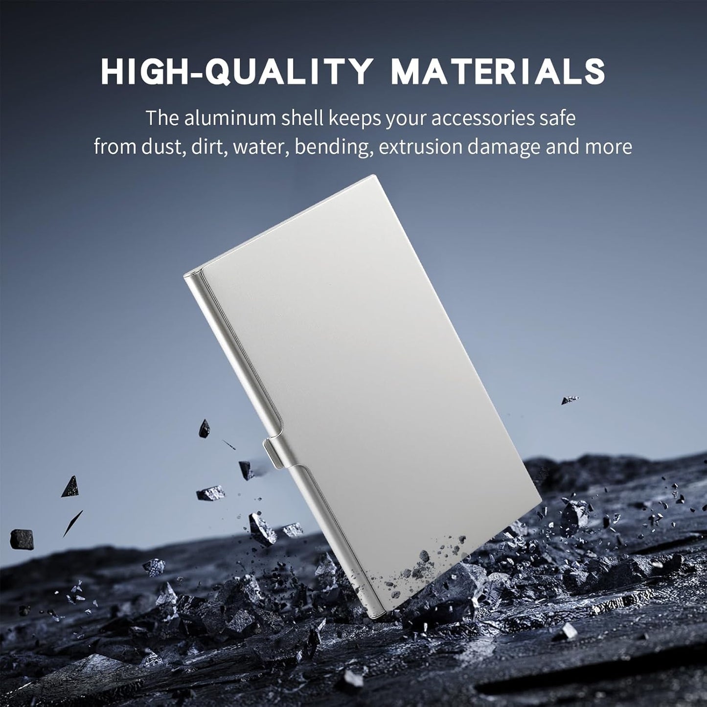 Aluminum SD Card Case, 9Slots Ultrathin SD Card Holder, Memory Card Storage Holder, Fit for 1 SD Card, 8 Micro SD Card, Silver