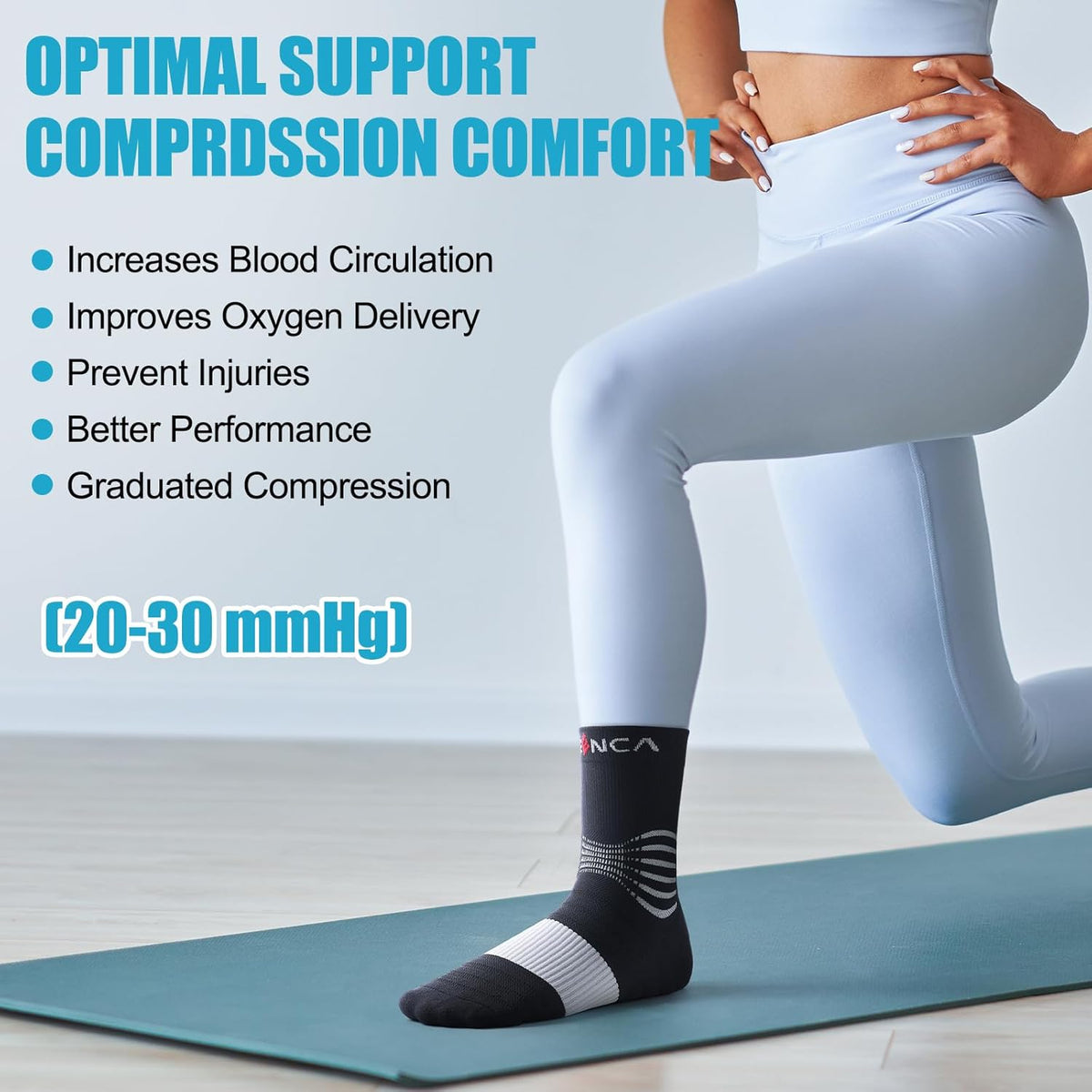 NEENCA Medical Compression Socks, Ankle Compression Stockings for Injury Recovery & Pain Relief, Sports Protection. 20-30mmHg