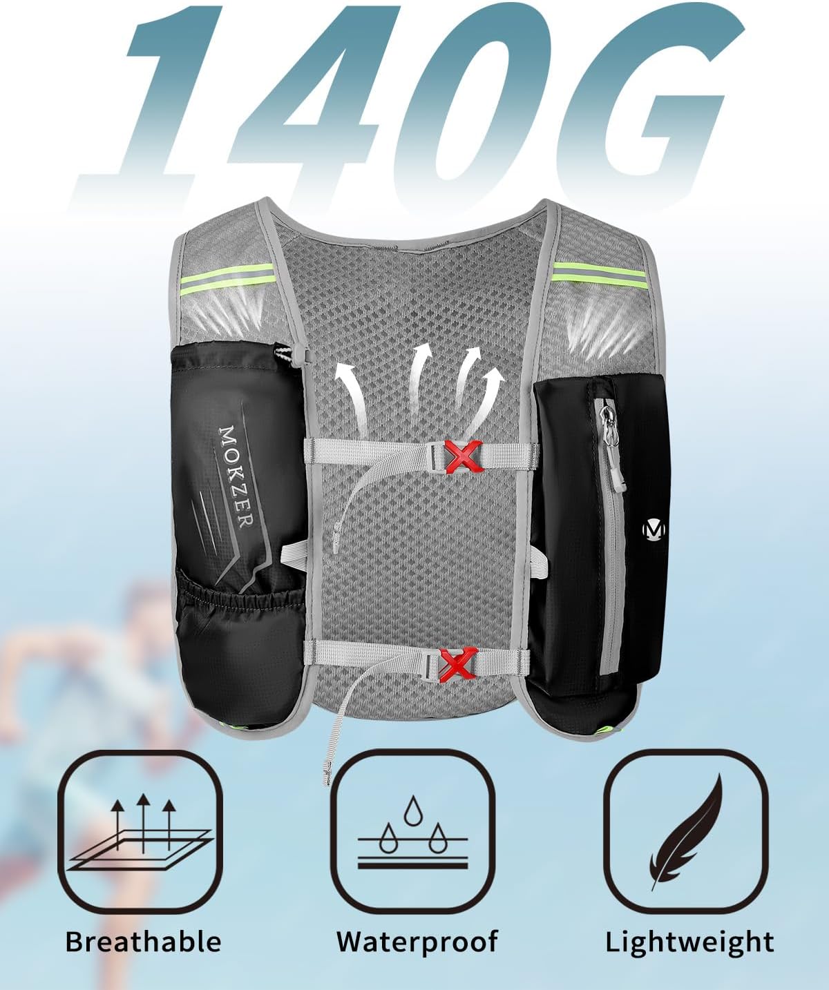 Running Hydration Vest with a 2L Water Bladder, Hydration Pack Lightweight Water Backpack for Running Hiking Cycling Marathon Trail for Men Women