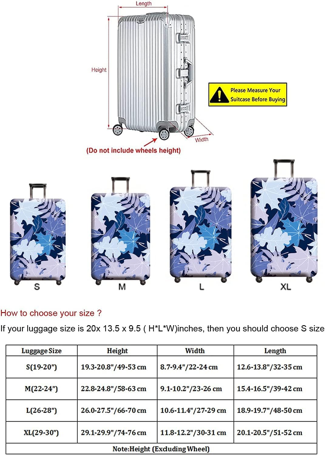 Travel Luggage Cover, Suitcase Protector Bag Fits 19-20 Inch Luggage Bluemaple