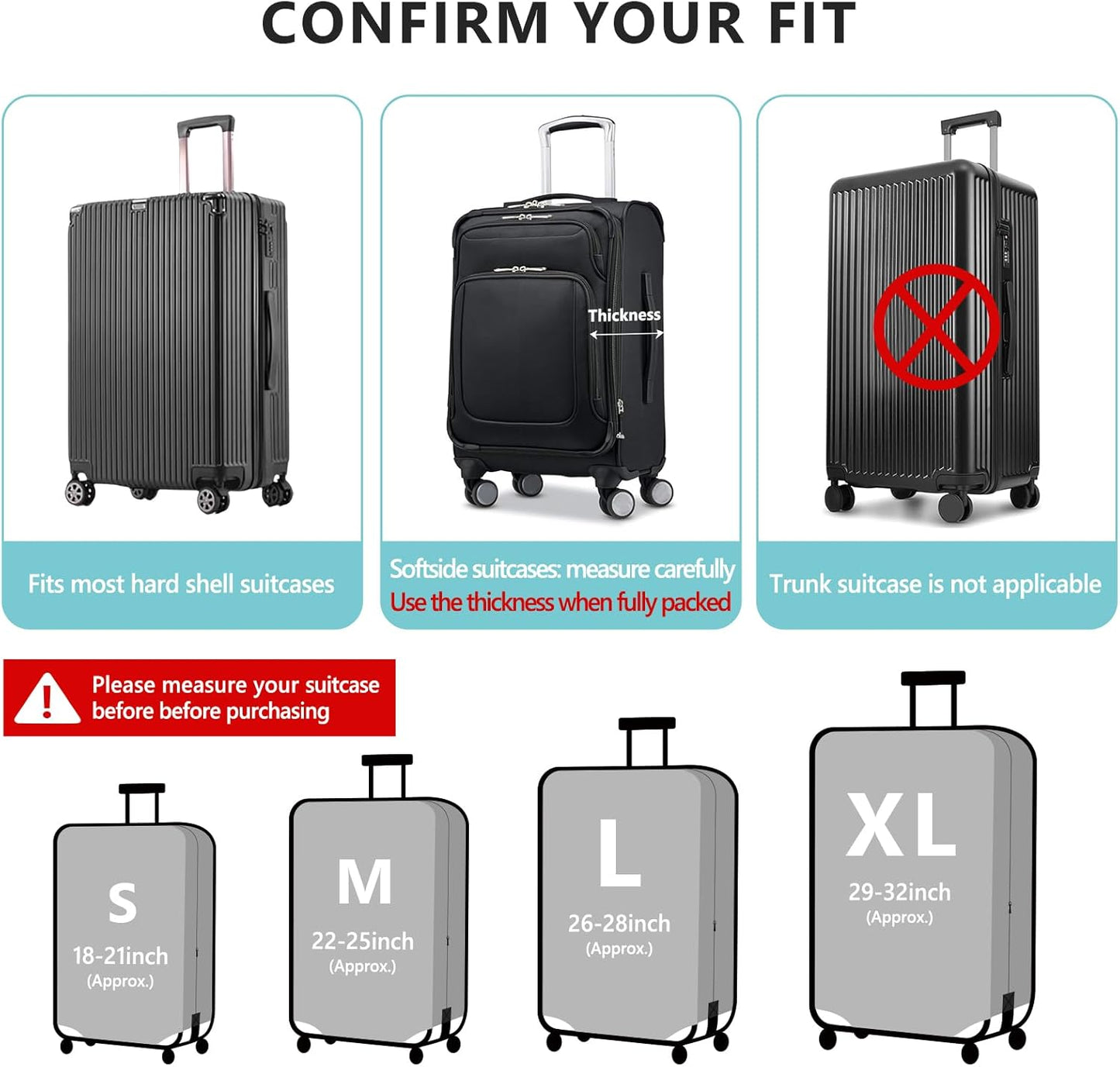 Travelkin Luggage Covers For Suitcase Tsa Approved,Suitcase Cover Protector Fit 18-32 Inch Luggage (Coloured Leaves, S)