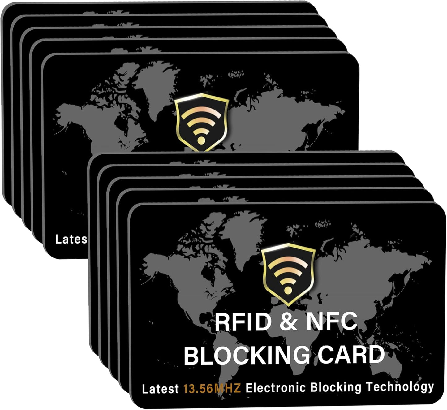 SaiTech IT 10 Pack RFID Blocking Card NFC Contactless Debit/Credit Card ATM Passport Protector ideal for Men & women slim with World map design perfectly fit in wallet(Black), White