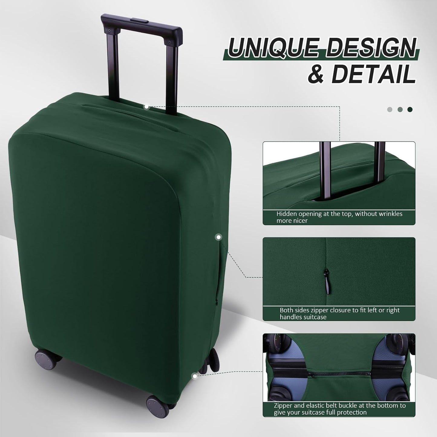 Travel Luggage Cover Suitcase Protector Scratch-Resistant Fit 19-31 Inch Suitcase, Not Included Suitcase (Avocado Green, S(19-21 inch))