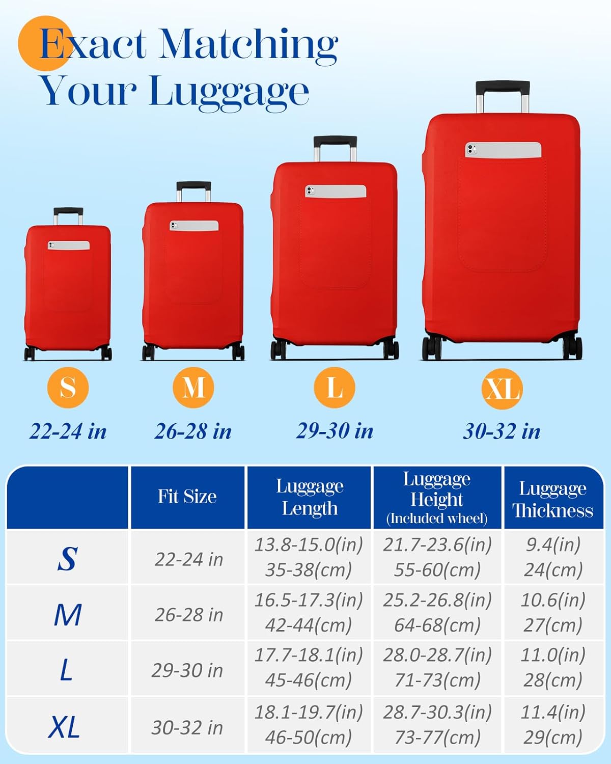 Slohif Luggage Cover for Suitcase Tsa Approved Protector - Luggage Sleeve Suit Case Cover Travel Stretch Large Baggage Case Protective Washable Fit 30-32 Inch Red