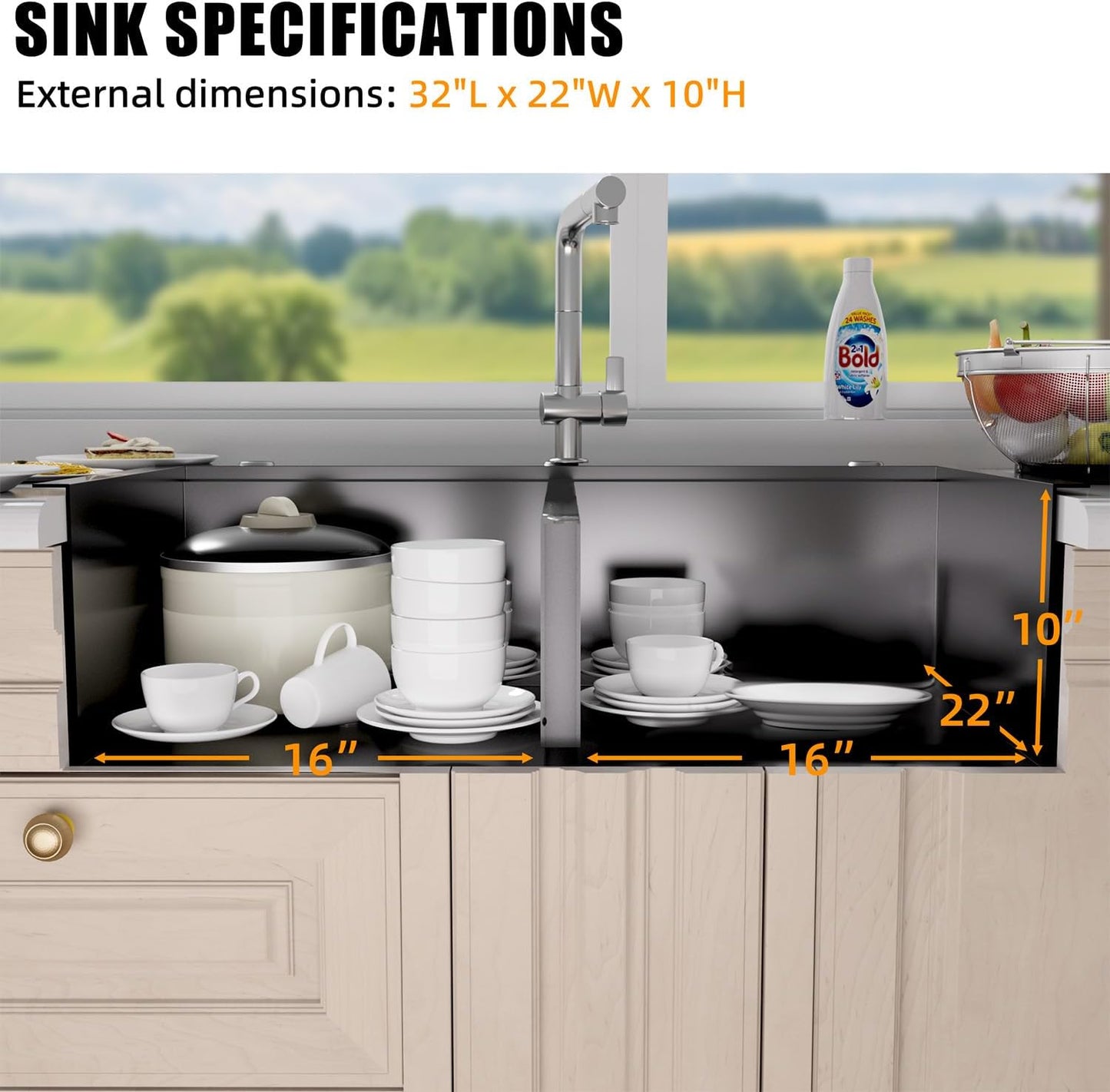 Drop In Kitchen Sink Stainless Steel 32x22 - Drop In Workstation Sink Double Bowl Commercial 16 Gauge Stainless Steel Kitchen Sinks Black