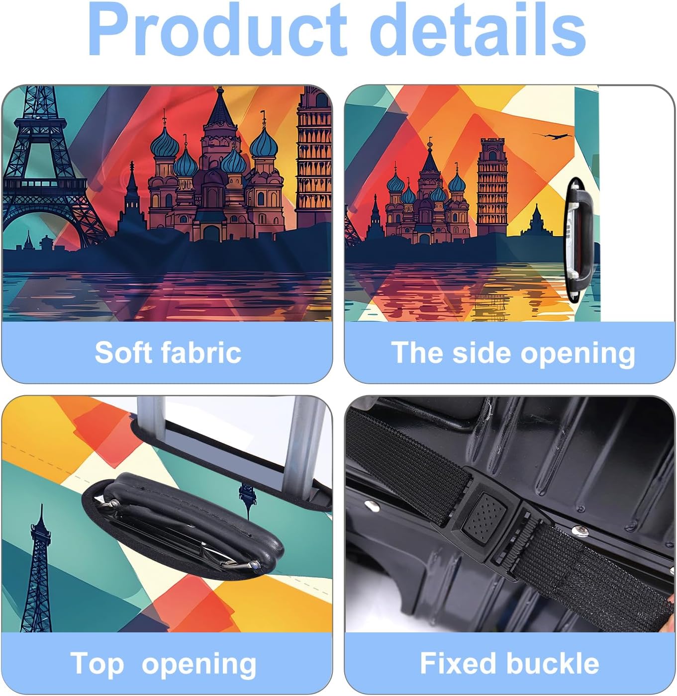 Luggage Cover Washable Suitcase Protector Anti-Scratch,Stretchable Fit for 20-34Inch Luggage Durable Travel Bag Cover with Zipper Closure (Travel-1, M(fits 24-26Inch suitcase))
