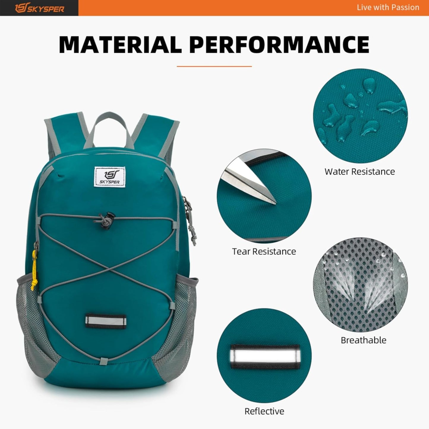 SKYSPER Small Hiking Backpack -12L Lightweight Packable Daypack for Travel Foldable Tear Resistant Backpacks for Women Men