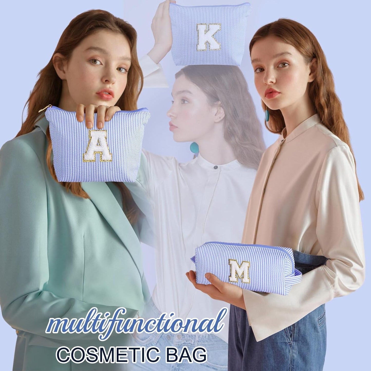 YOOLIFE Personalized Makeup Bag for Women, Initial Make Up Bag Travel Makeup Bag for Women Mom Birthday Gifts Cosmetic Bag Makeup Bag Birthday Gifts for Women Niece Gifts Teen Girl Gift for Her E