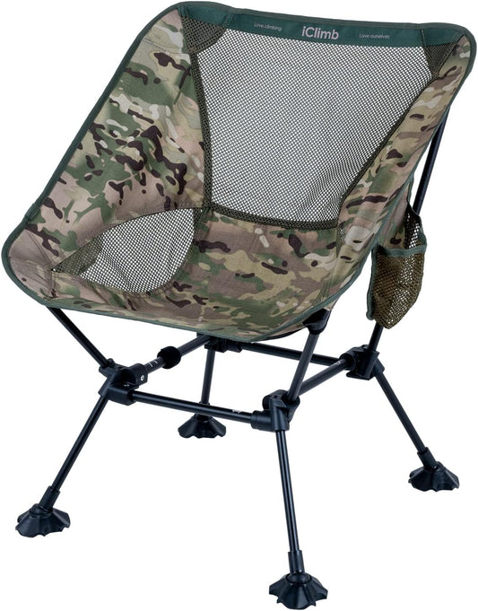 iClimb Ultralight Compact Camping Folding Beach Chair with Anti-Sinking Large Feet