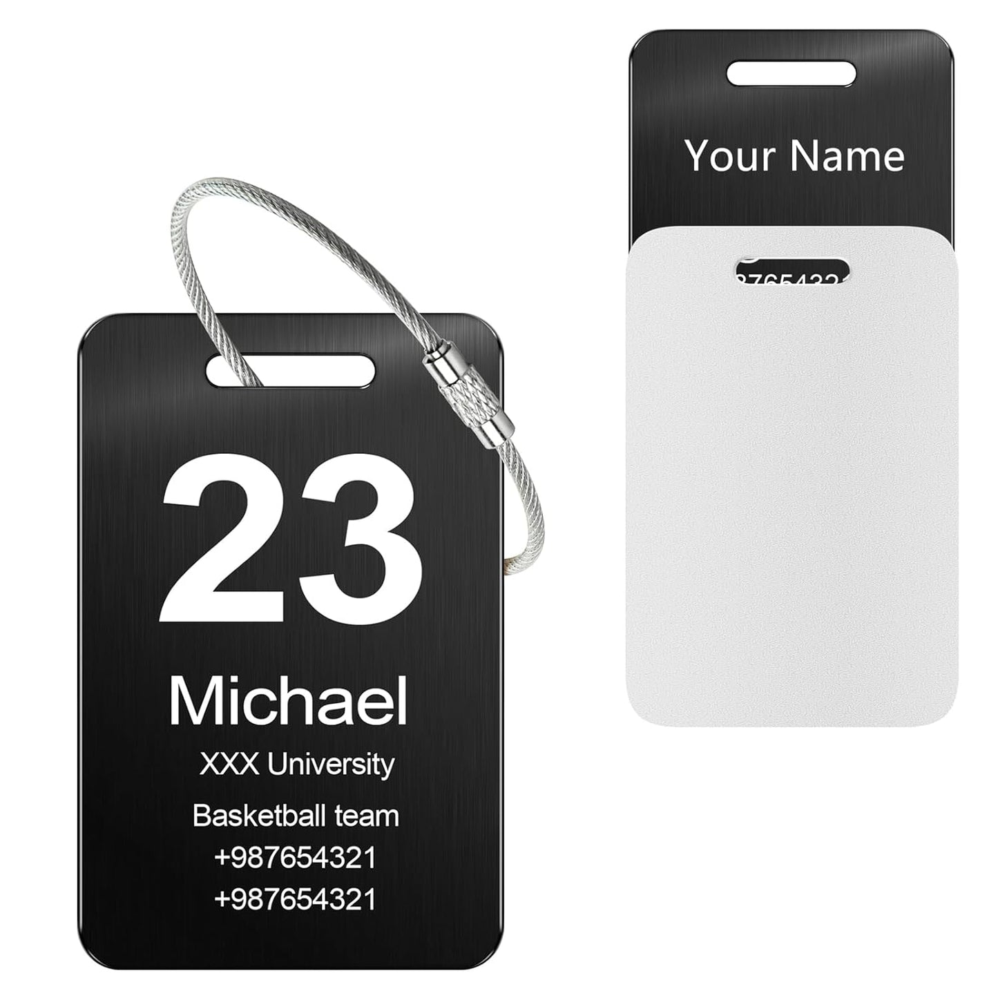 Customized Stainless Steel Luggage Tags: Personalize Your Suitcases, Backpacks, and Bags with Your Text - Custom Initial Text Name ID,Number 2"x3.3"(4 Pack)