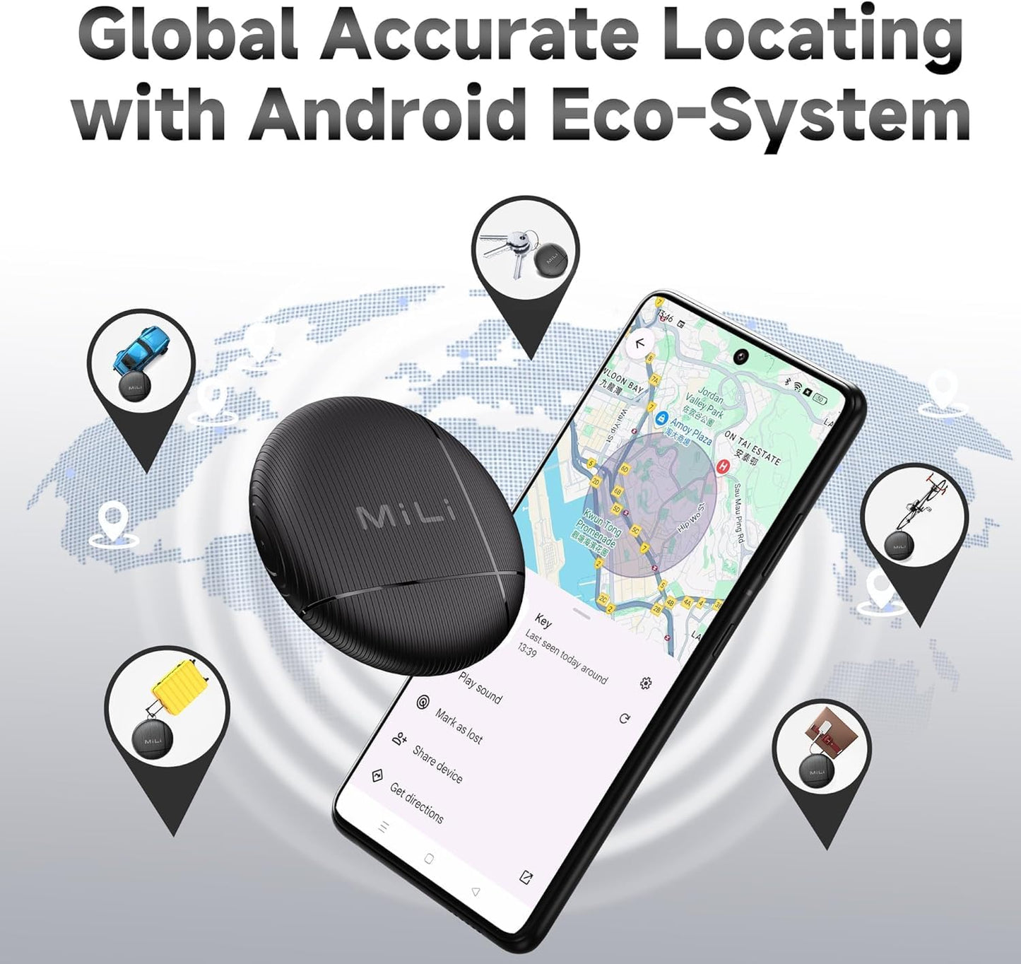 LiTag - Bluetooth Tracker for Android Phones. Google Certified Item Locator. Smart Tracking Tag for Google Find My Device (Find Hub) App. Finder for Keys, Luggage, Suitcase, Backpack, Purse (1 Pack)