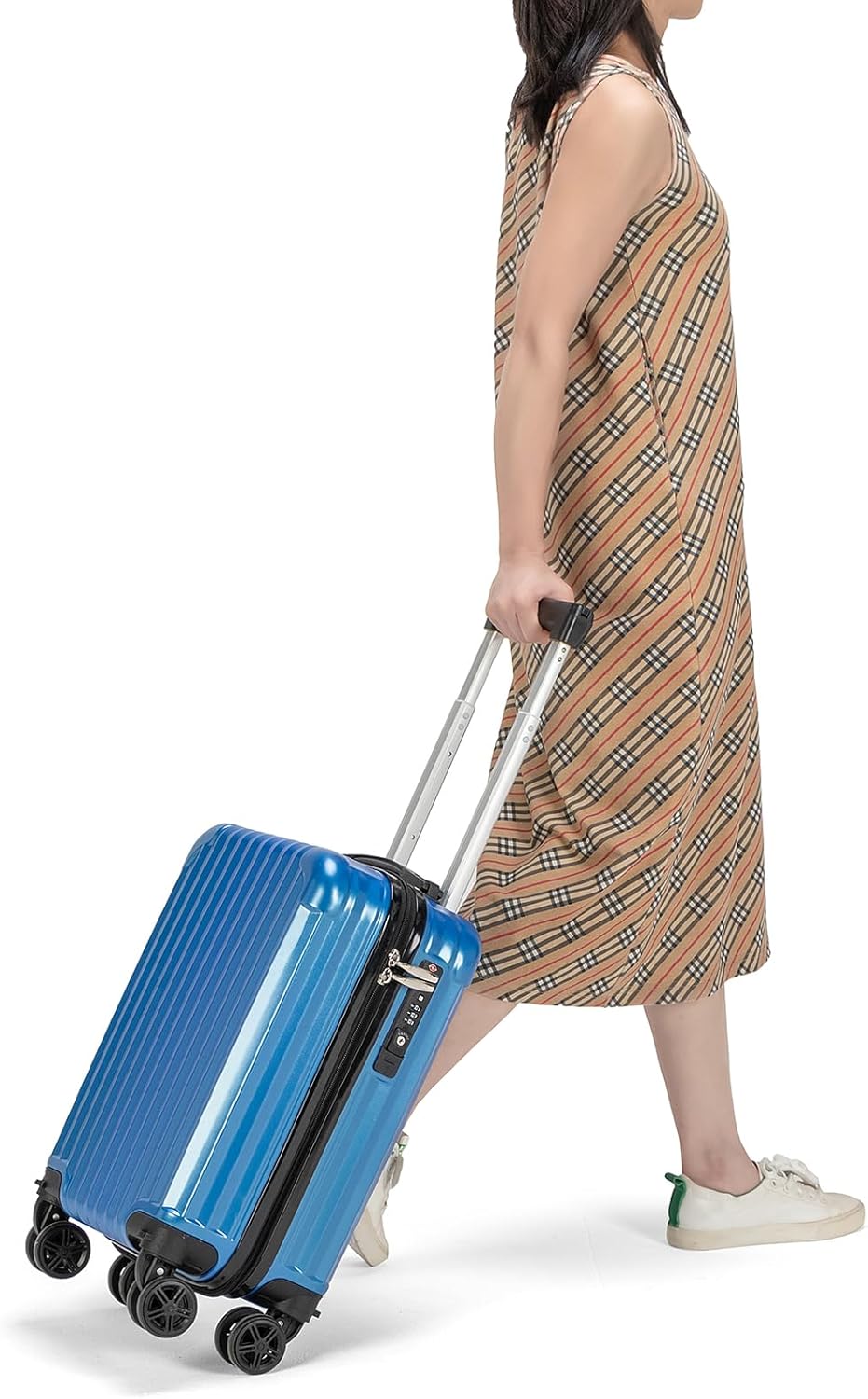 Personal Item Suitcase 18x14x8 Inches Hardside Built In TSA Lock & USB Port Lightweight Luggage Silent Double Spinner Wheels Maximum Underseat Carry-On Bag For Spirit and Frontier (Royal Blue)