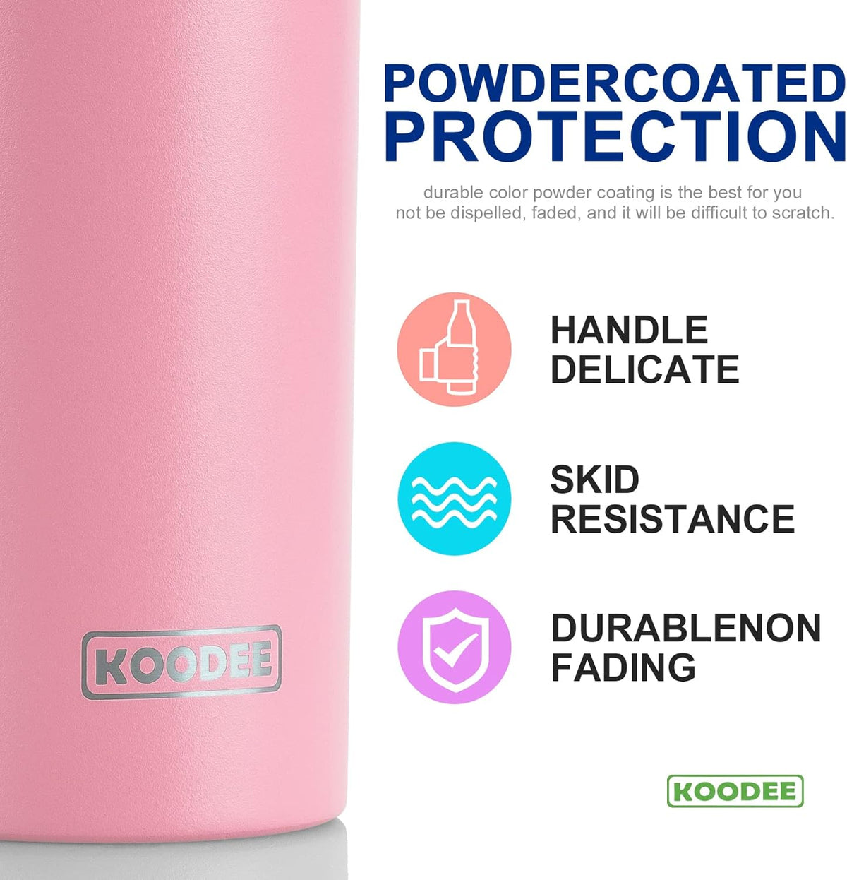 koodee 20 oz Stainless Steel Skinny Tumbler(4 Pack) Double Wall Insulated Water Tumbler Cup with Lids, Straws and Straw Brushe（Baby Blue/Pink/Sky Blue/Teal）