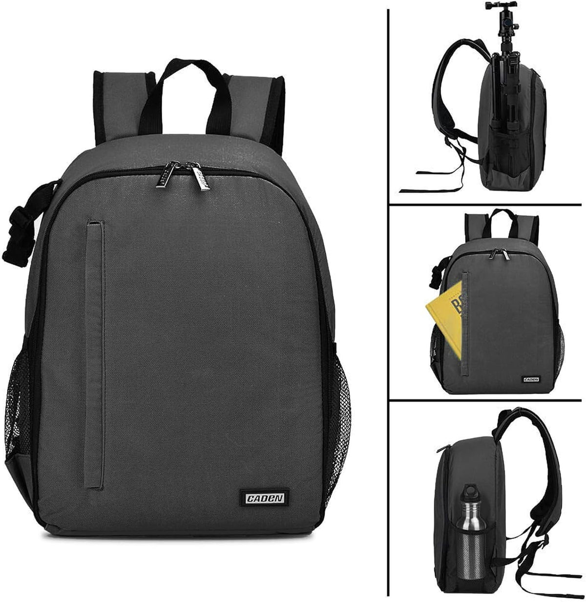 CADeN Camera Backpack Bag Professional for DSLR/SLR Mirrorless Camera Waterproof, Camera Case Compatible for Sony Canon Nikon Camera and Lens Tripod Accessories Gray