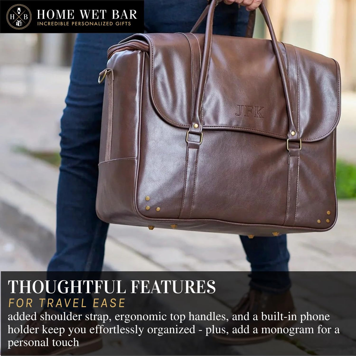Graham Whiskey Bottle Carrier and Weekender Travel Bag | Customizable Waterproof and Insulated Interior | Vegan Leather | Perfect for Tastings, Parties & Getaway