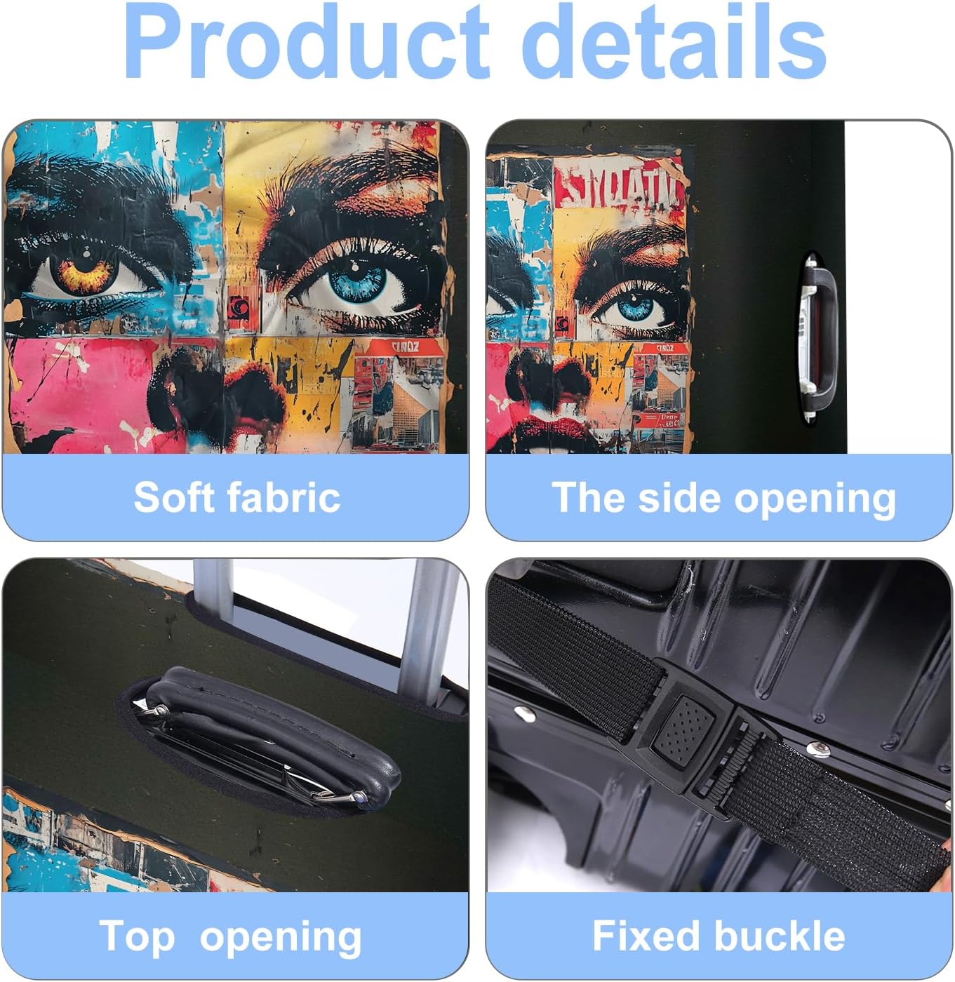 Luggage Cover Washable Suitcase Protector Anti-scratch Suitcase cover Fits 20-34 Inch Luggage (Girl-4, S(20-22inch suitcase))