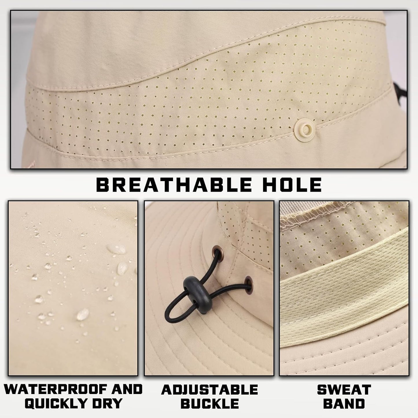 Sun Hats for Men Women, UPF50+ Protection Safari Hat,Wide Brim Fishing Hat with Neck Flap,Bucket Hats for Beach Hiking
