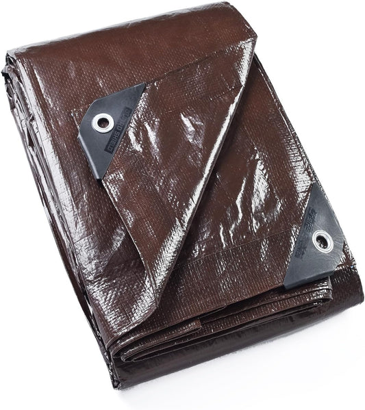 GUARD SHIELD Brown Tarp 10x20 Feet Waterproof Tarps Lightweight Camping Tarp Outdoor Multi Purpose Poly Cover 6mil