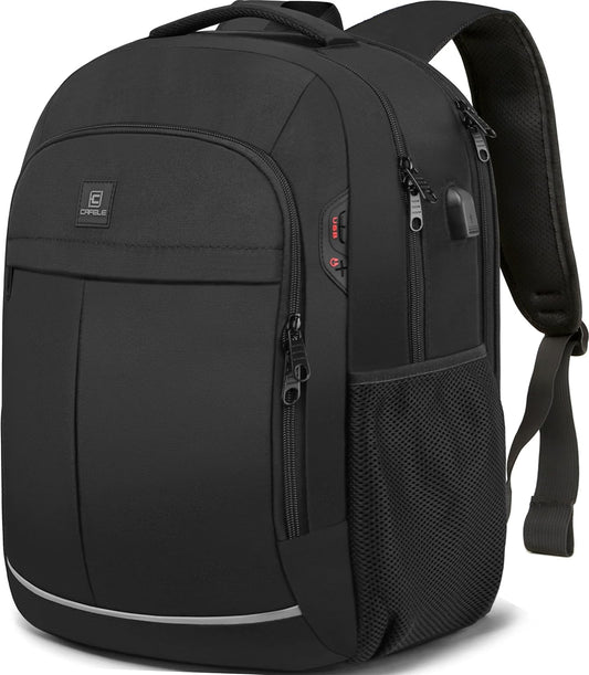 Backpack, Laptop Backpack, Carry on Backpack, Durable TSA Friendly Business Travel 17.3 Inch Laptop Backpack with USB Port, College School Bag Gift for Men Women Teens Bookbag, Black