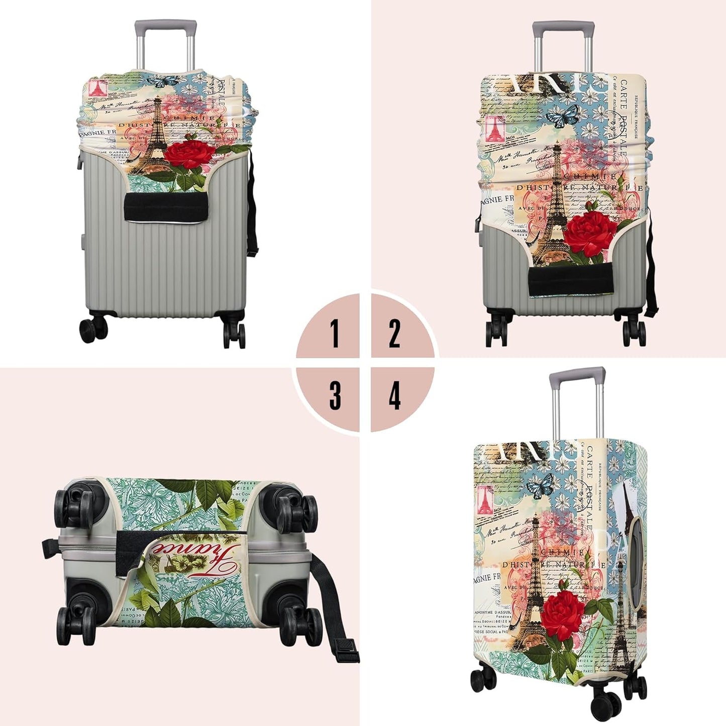 Travel Luggage Cover Suitcase Protector Fits 18-32 Inch Wheel Covers PatternedTravel Related Items Flower Luggage Protector Elastic XL