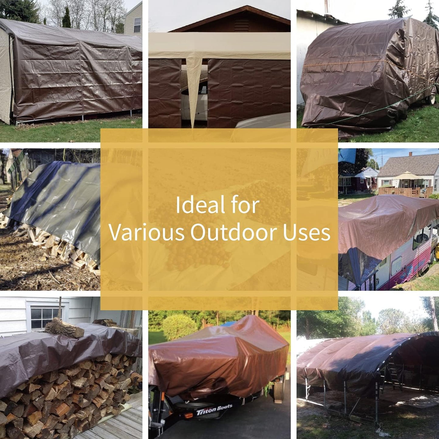 GUARD SHIELD Brown Tarp 10x20 Feet Waterproof Tarps Lightweight Camping Tarp Outdoor Multi Purpose Poly Cover 6mil